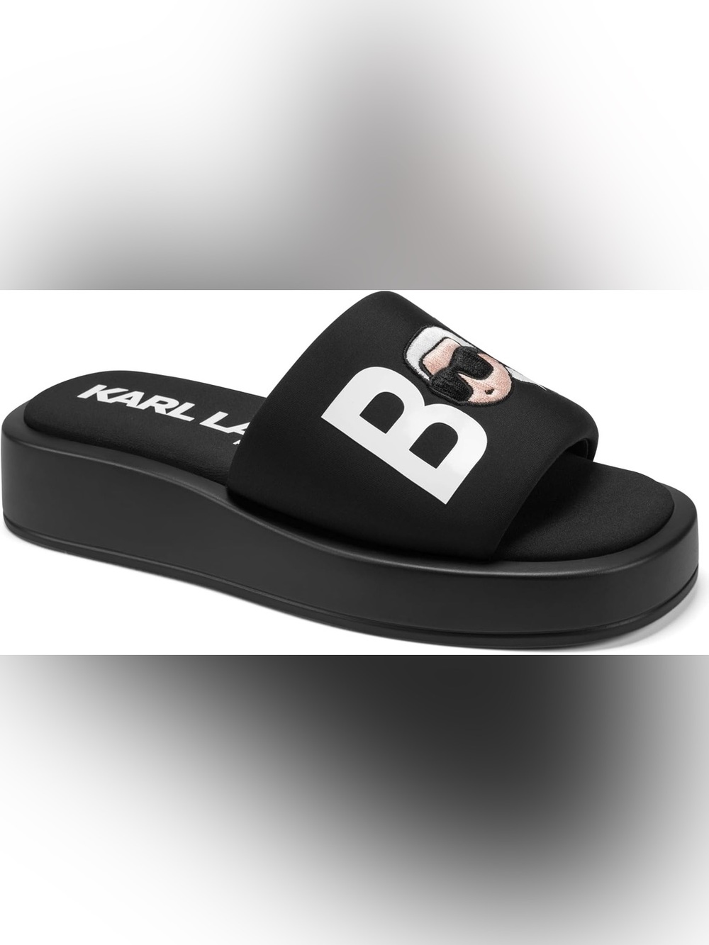 Karl Lagerfeld Black BONJOUR OPAL PLATFORM SLIDE SANDAL